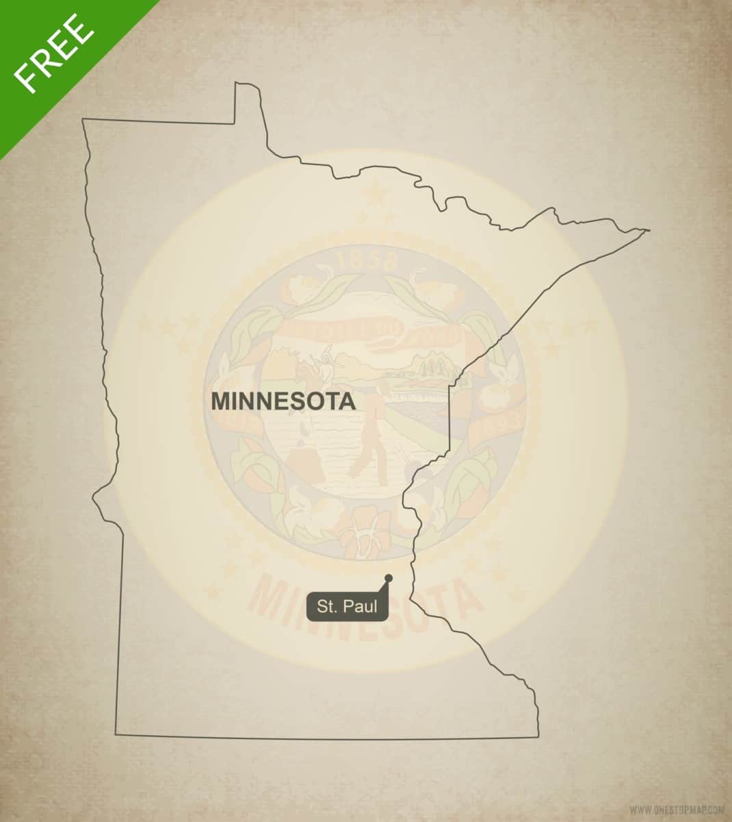 Free vector map of Minnesota outline | One Stop Map
