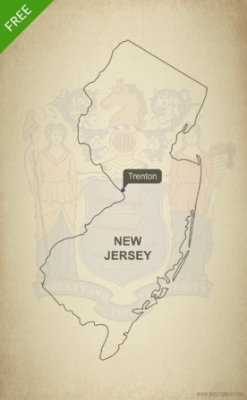 Free blank outline map of the U.S. state of New Jersey