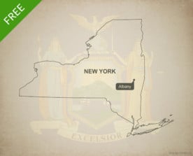 Free blank outline map of the U.S. state of New York