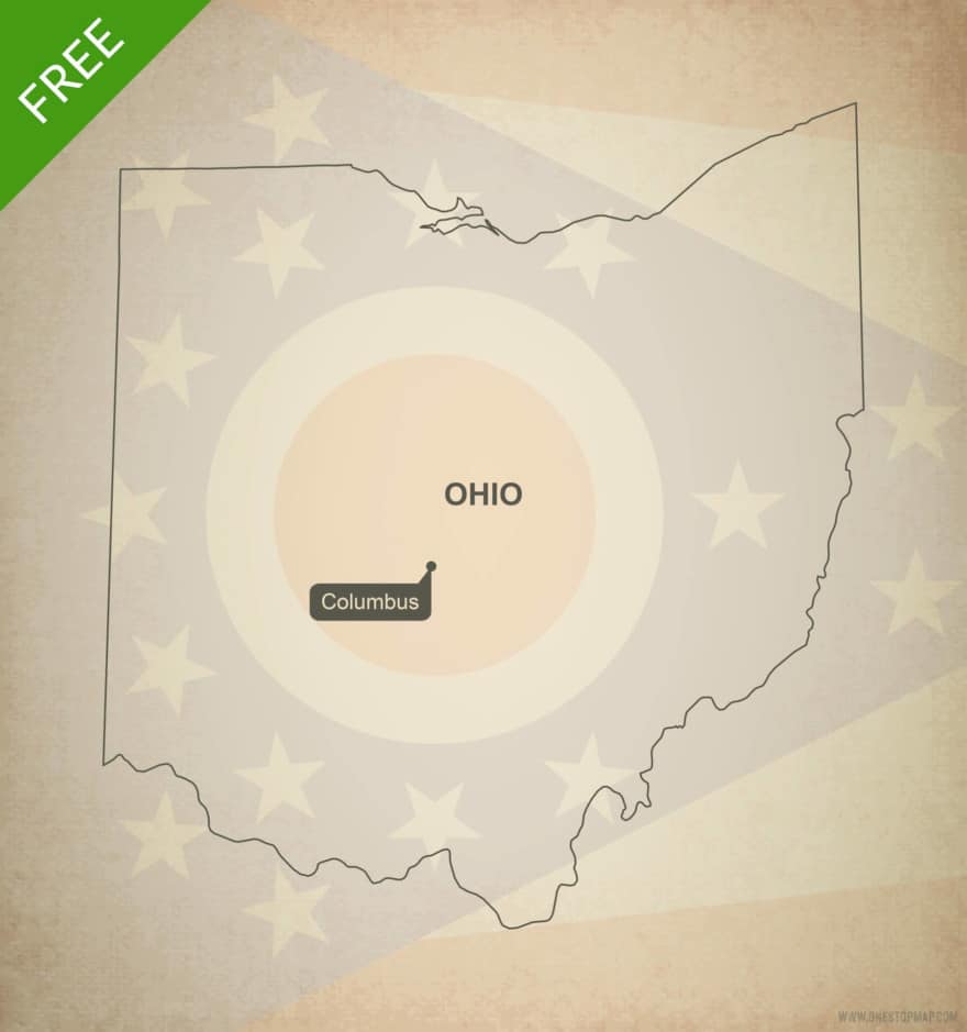 Free vector map of Ohio outline | One Stop Map