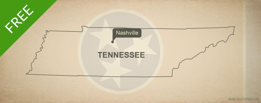 Free vector map of Tennessee outline | One Stop Map