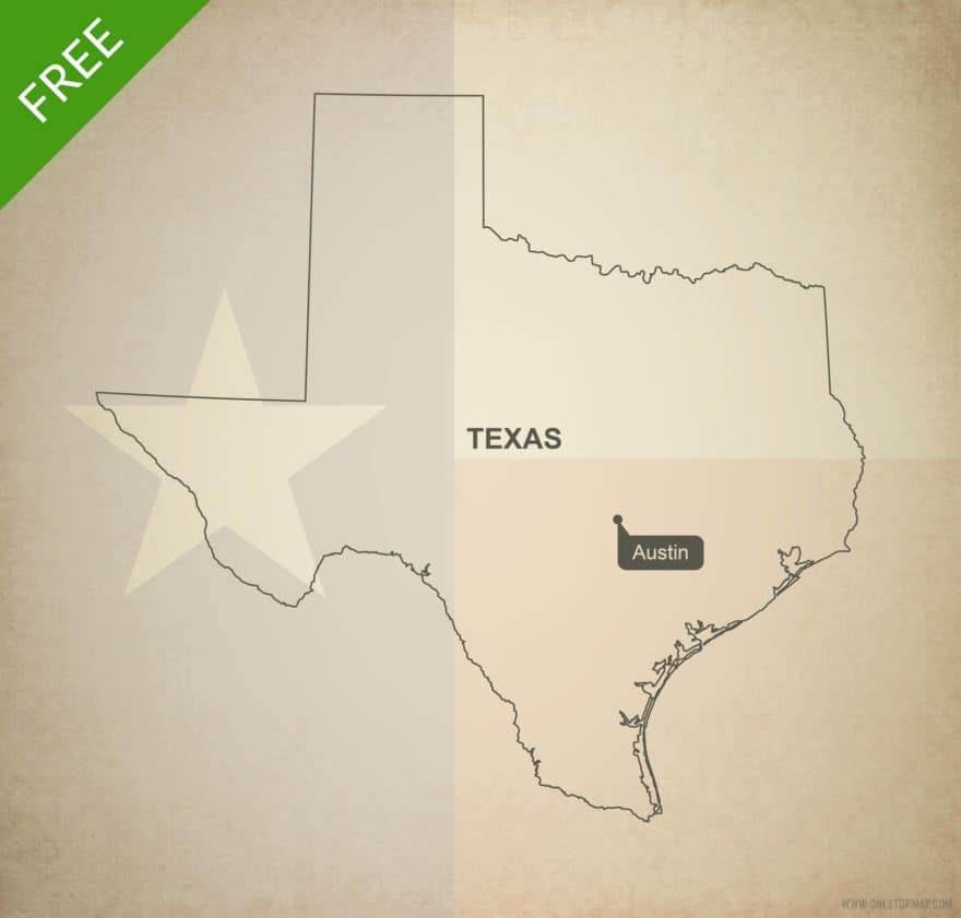 Free vector map of Texas outline | One Stop Map