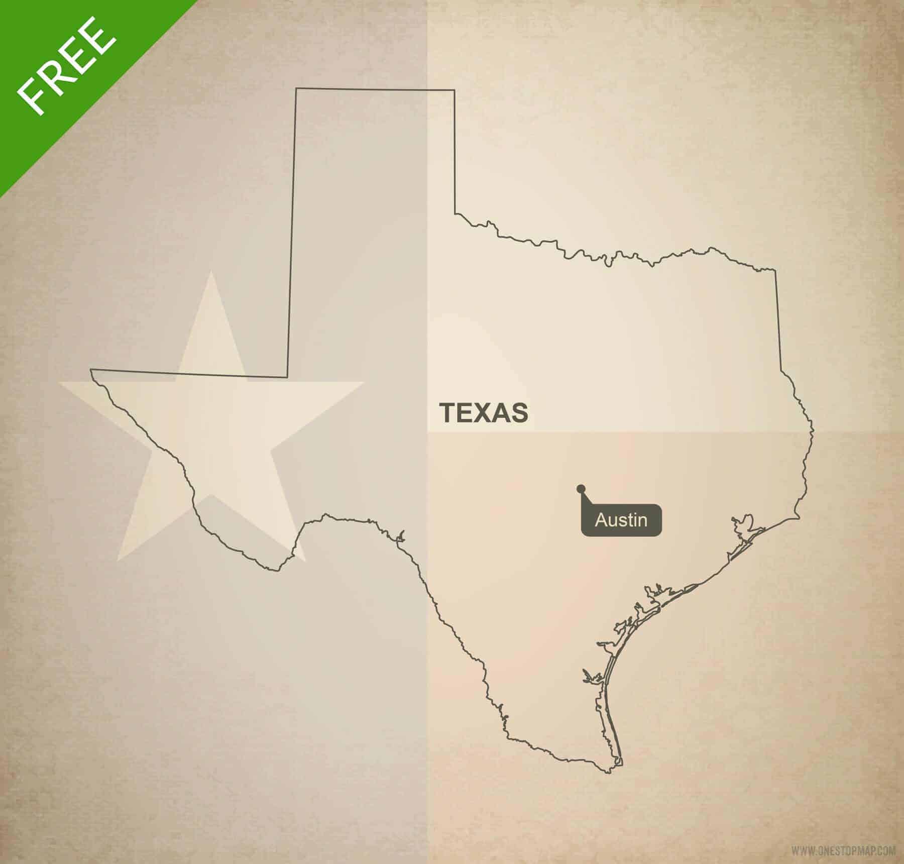 Free vector map of Texas outline | One Stop Map
