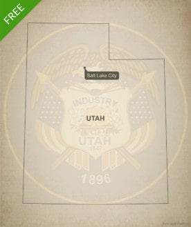 Free blank outline map of the U.S. state of Utah
