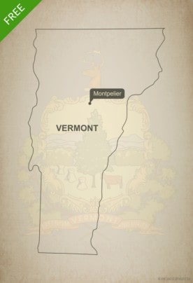 Free blank outline map of the U.S. state of Vermont