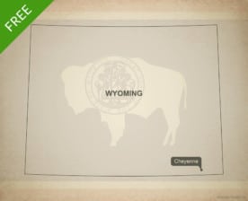 Free blank outline map of the U.S. state of Wyoming