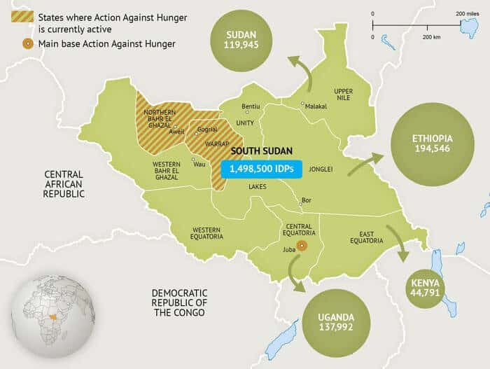 Example map for Action Against Hunger - States where Action Against Hunger is currently active