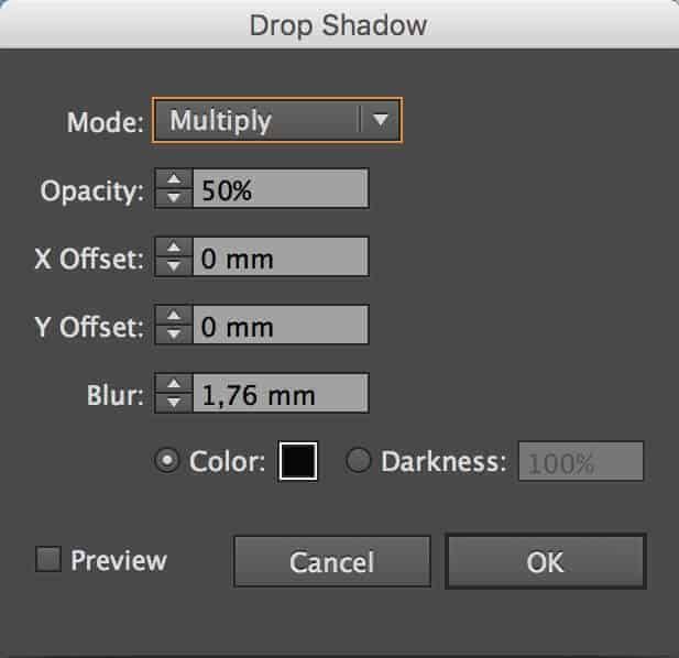 Dial in your values for the drop shadow