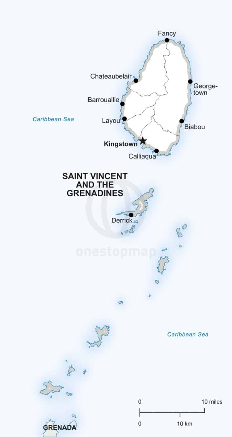 Vector map of Saint Vincent and the Grenadines political