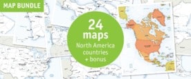 North America countries map bundle - defined map style