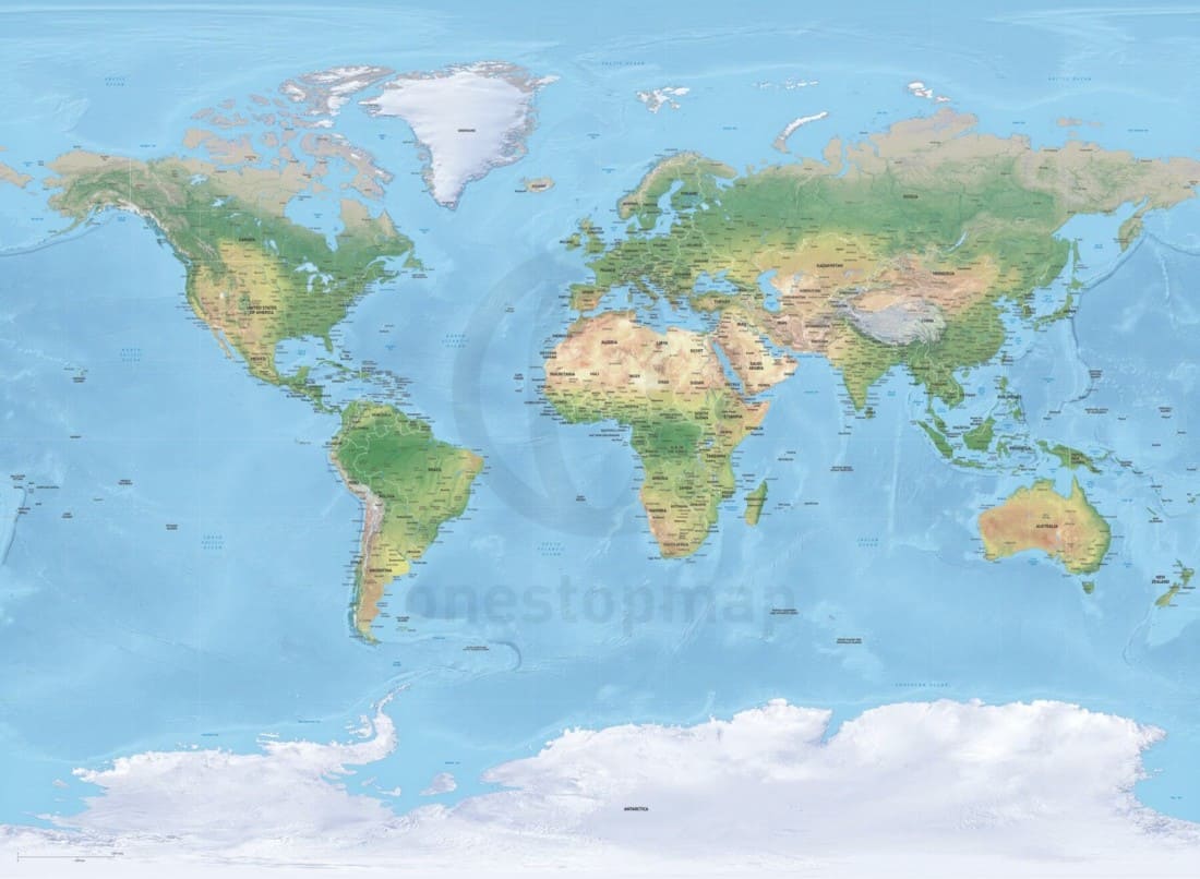 Vector Map World South Pole centered | One Stop Map