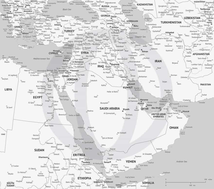 Vector Map Middle East political high detail | One Stop Map