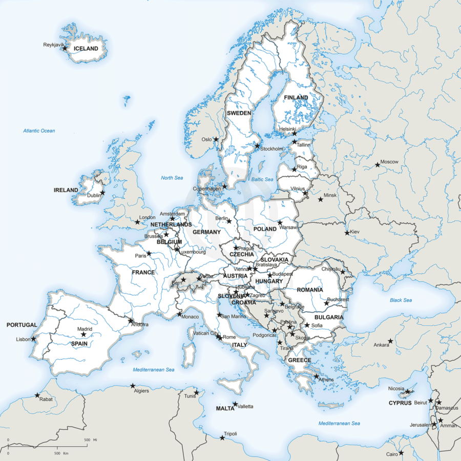 Vector Map of Europan Union (post-Brexit) | One Stop Map