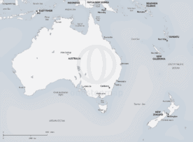 Map of Australia - New Zealand in Minimalist style