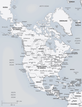 Map of North America, Minimalist style