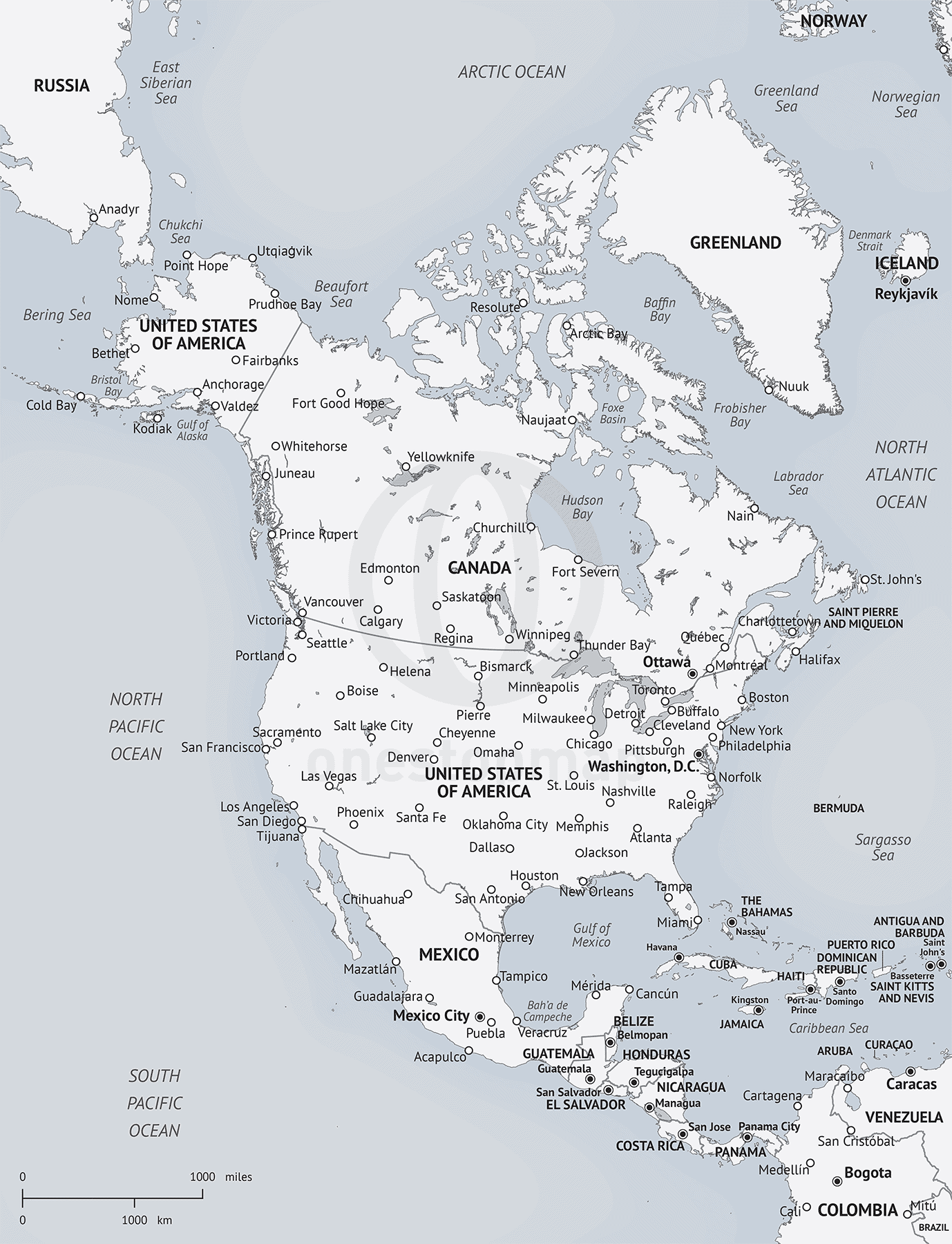 Download Vector Map of North America Continent | One Stop Map