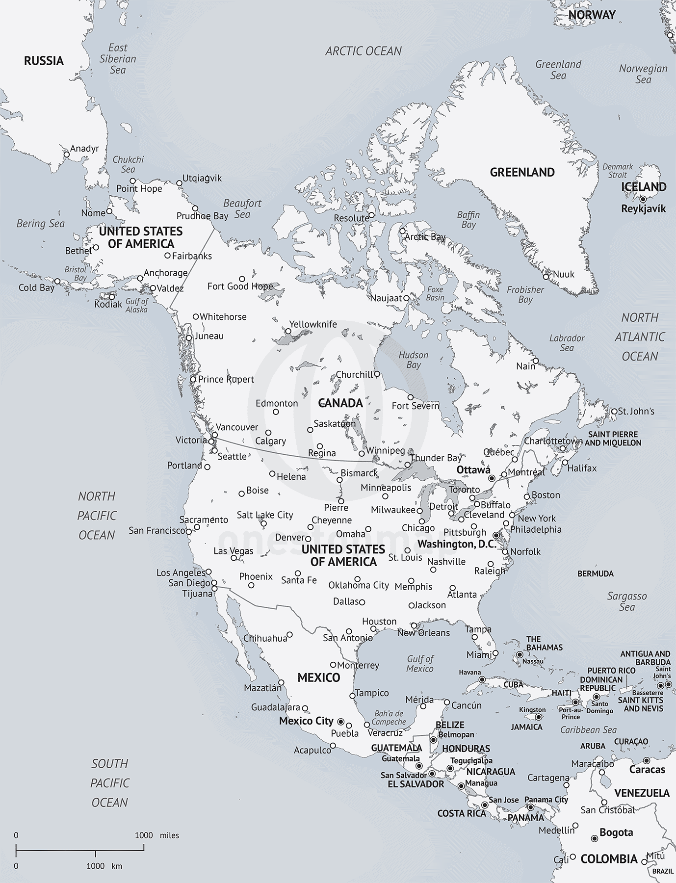 Vector Map Of North America Continent One Stop Map north-america-political-map-printable-printable-maps