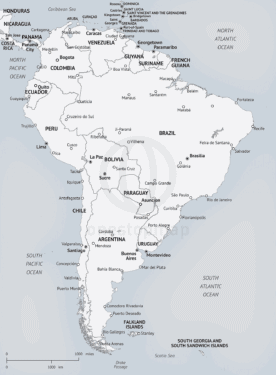 Map of South America in Minimalist style