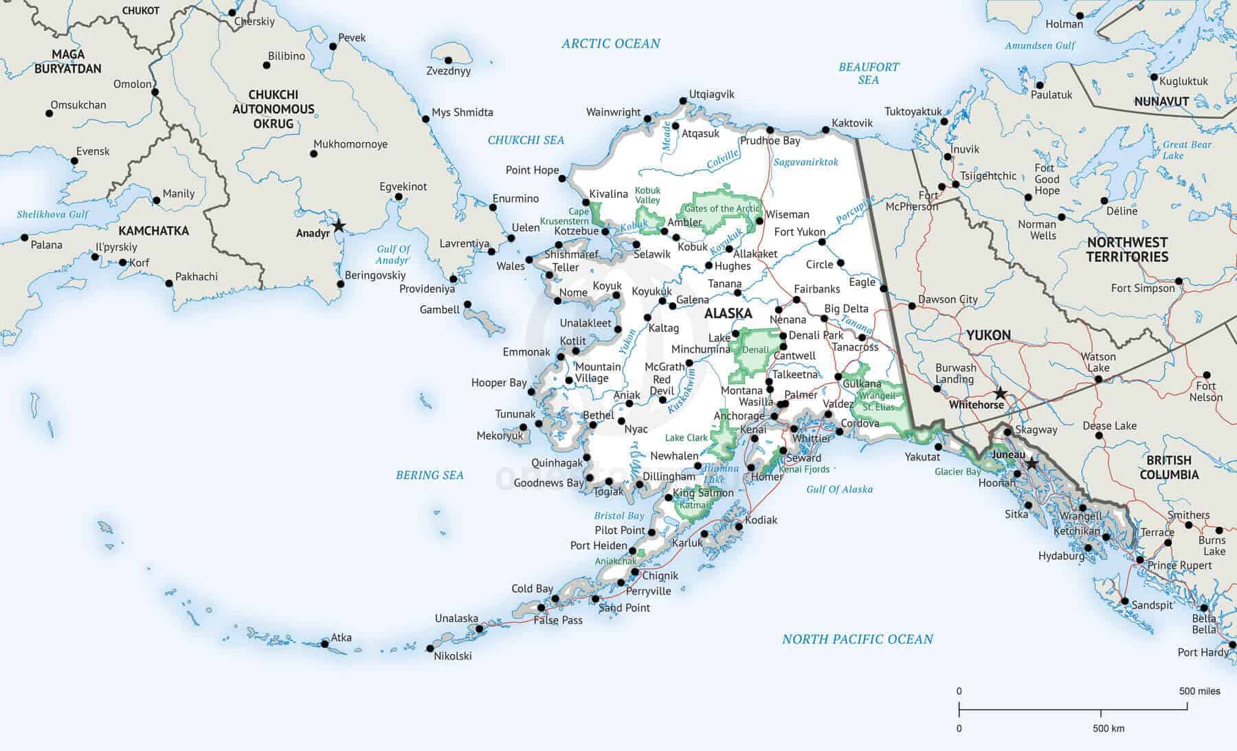 Vector Map Of Alaska Political One Stop Map 652 Alaska Plus Vm Usak J Wxhv 1