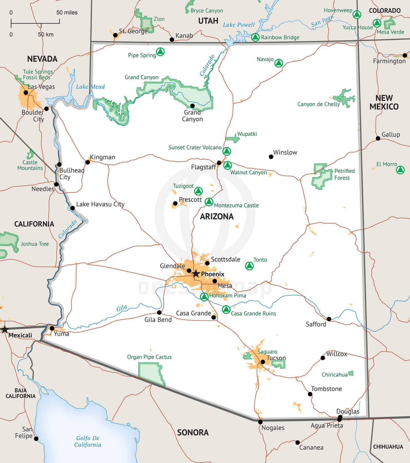 Arizona Map With Cities