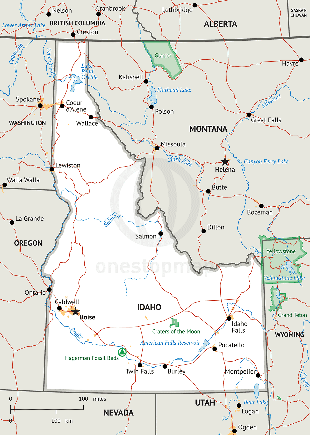 Printable Map Of Idaho