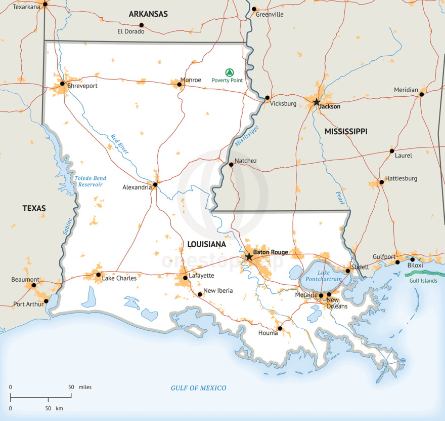 Free Vector Map Of Lousiana Outline One Stop Map