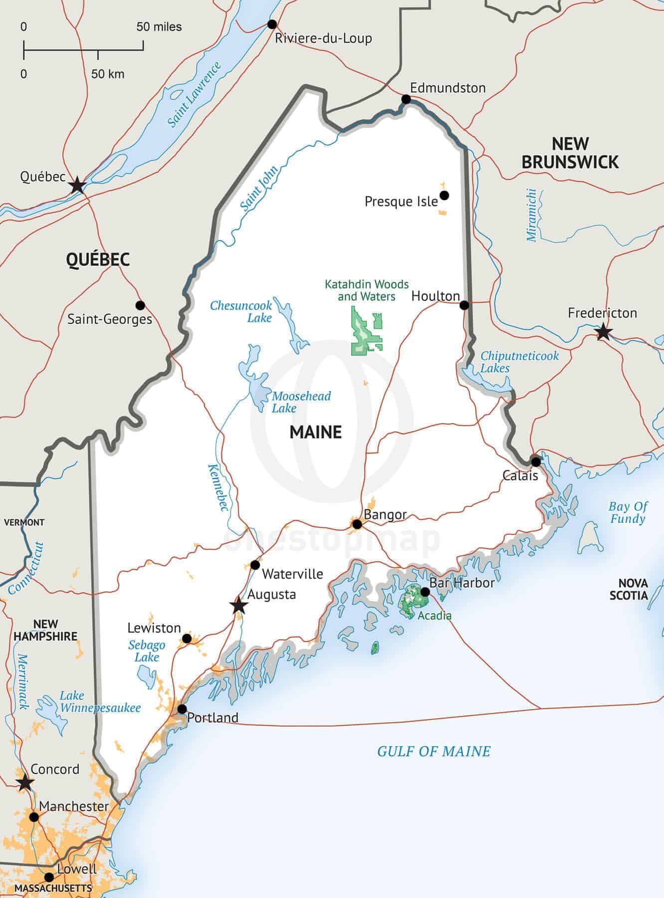 Political Map Of Maine Draw A Topographic Map
