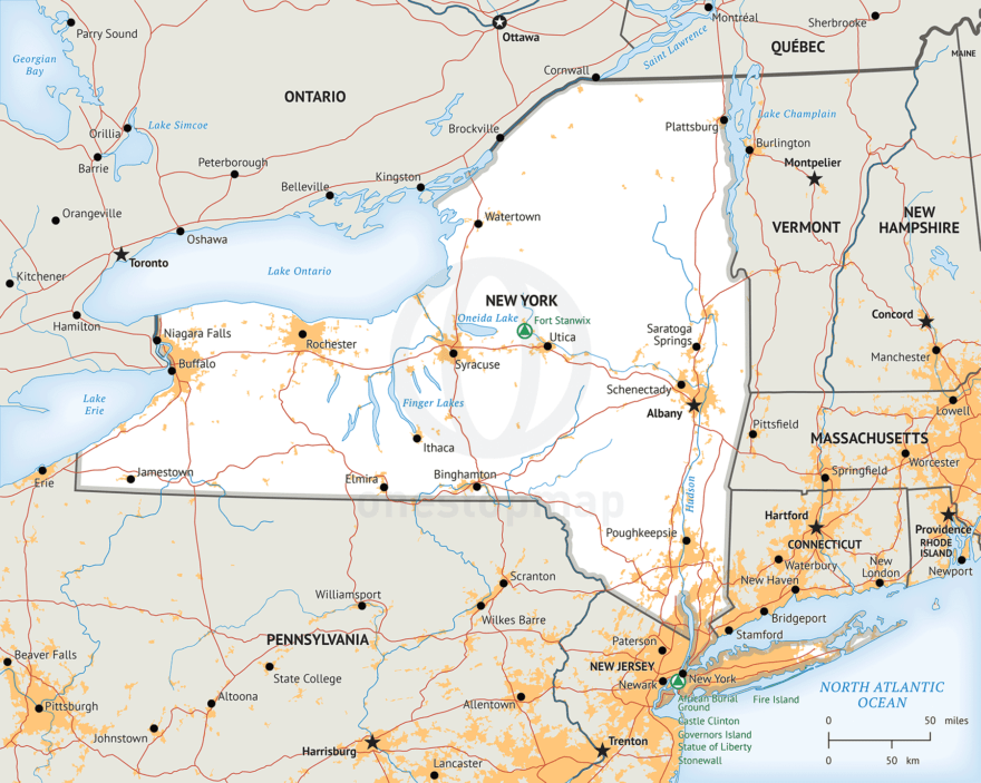 Free vector map of New York outline | One Stop Map