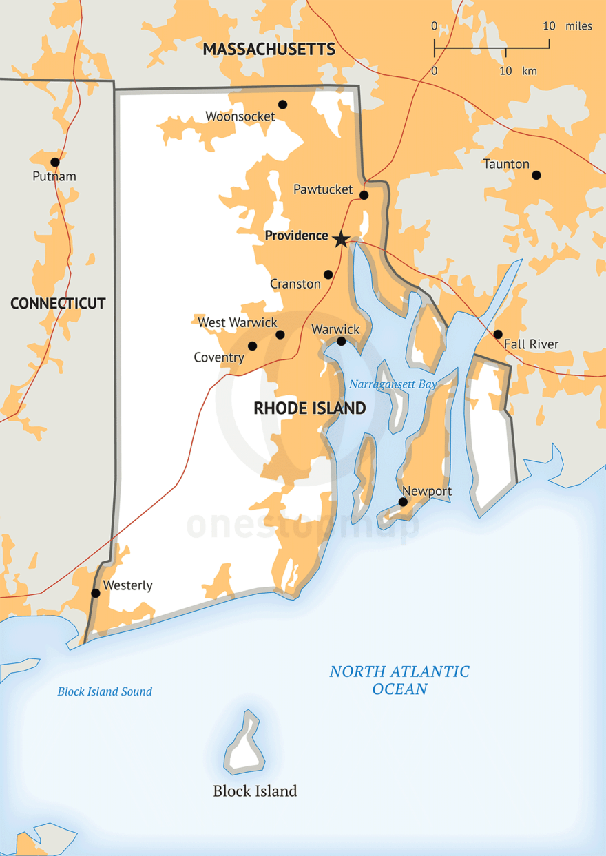Vector Map Of Rhode Island Political One Stop Map