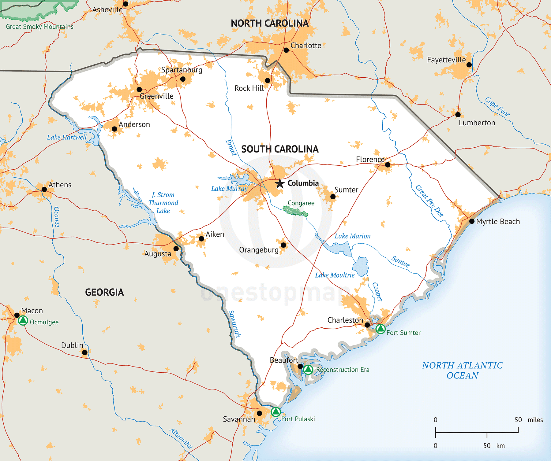 Stock Vector Map Of South Carolina One Stop Map