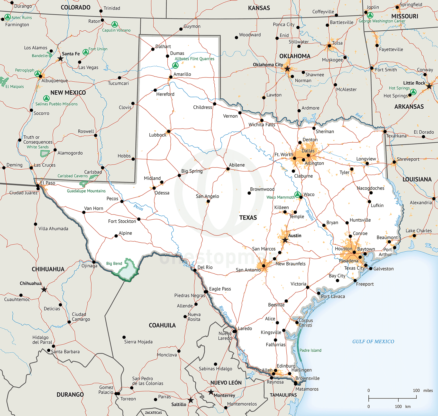 Printable Map Of Texas