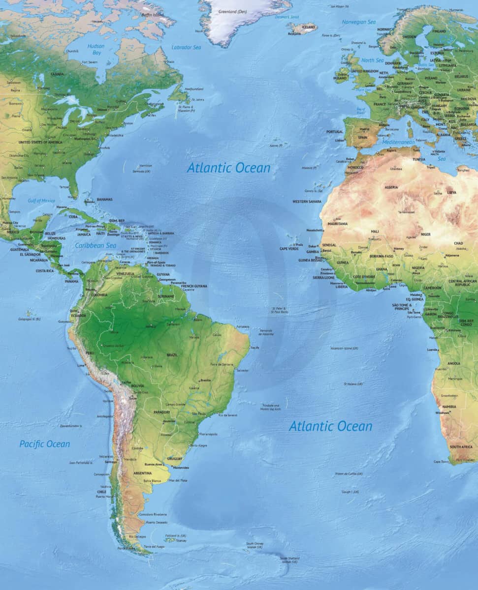 Vector Maps of the Atlantic Ocean | One Stop Map