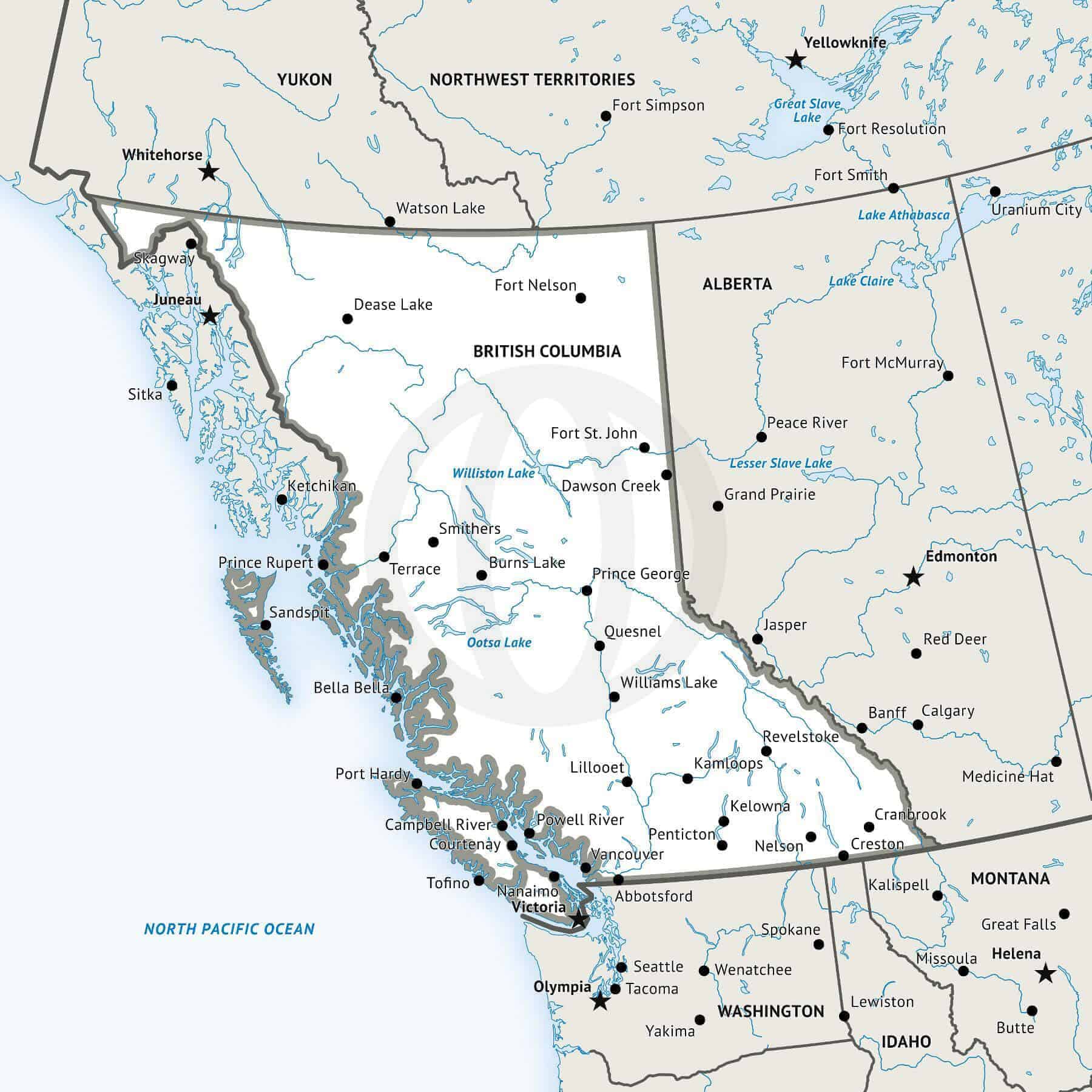Stock Vector Map of British Columbia | One Stop Map