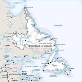 Stock vector map of Newfoundland and Labrador