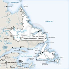 Stock vector map of Newfoundland and Labrador