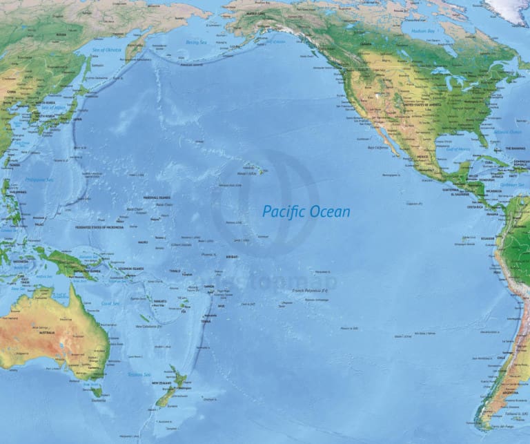 Stock map of the Pacific Ocean