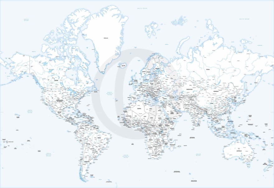 Vector Map World Relief Mercator Asia Australia One Stop Map