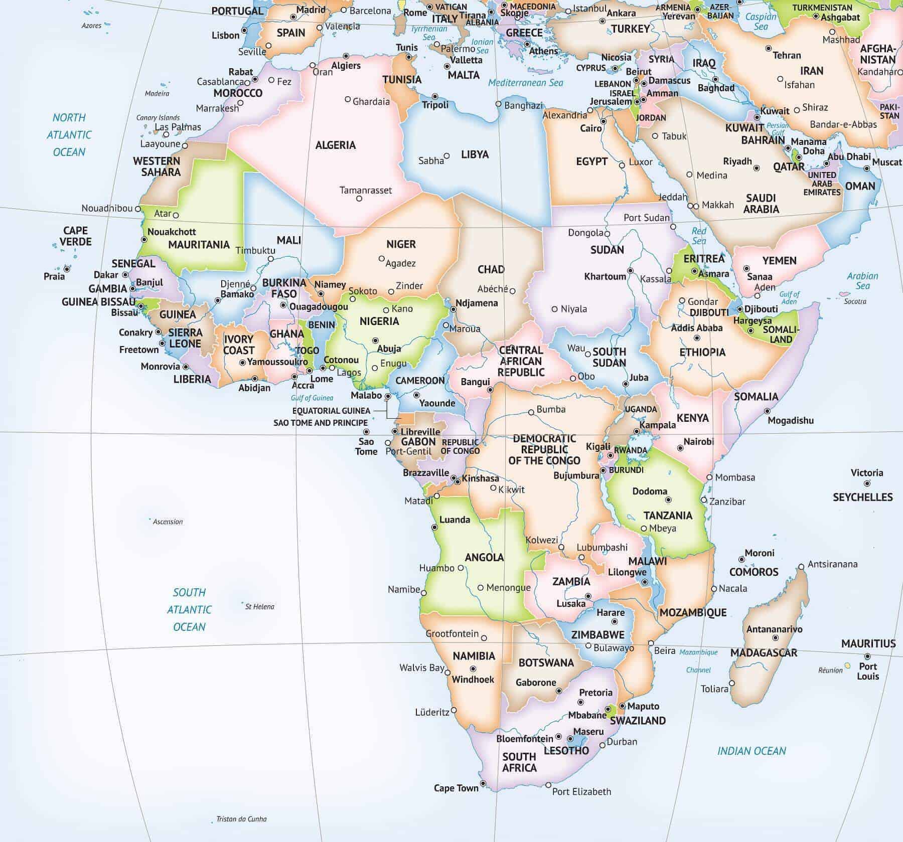 Vector Map of Africa Continent Political One Stop Map