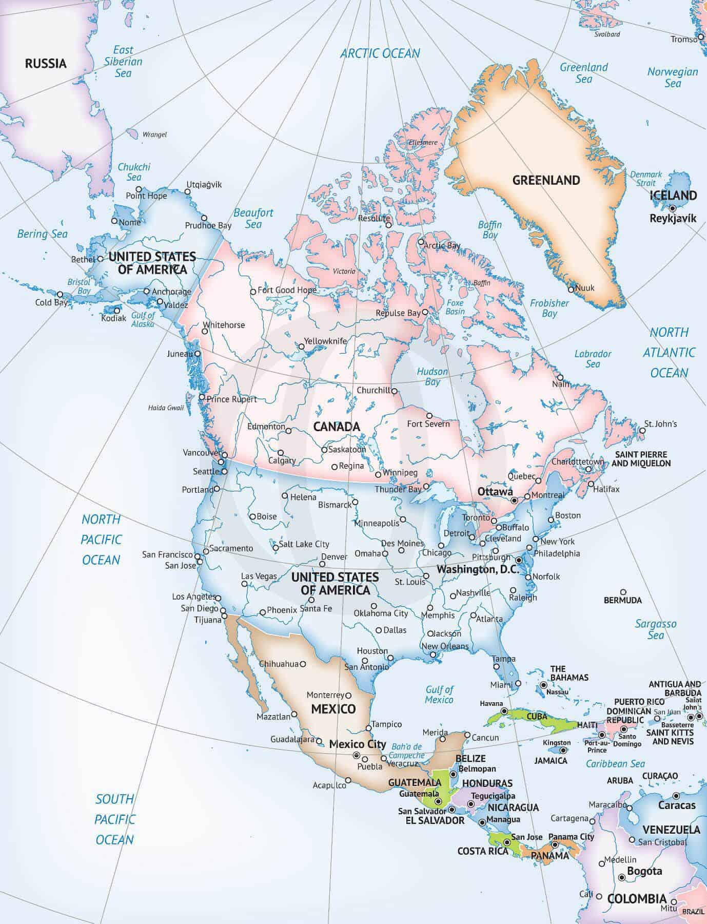 Download Vector Map of North America Continent | One Stop Map