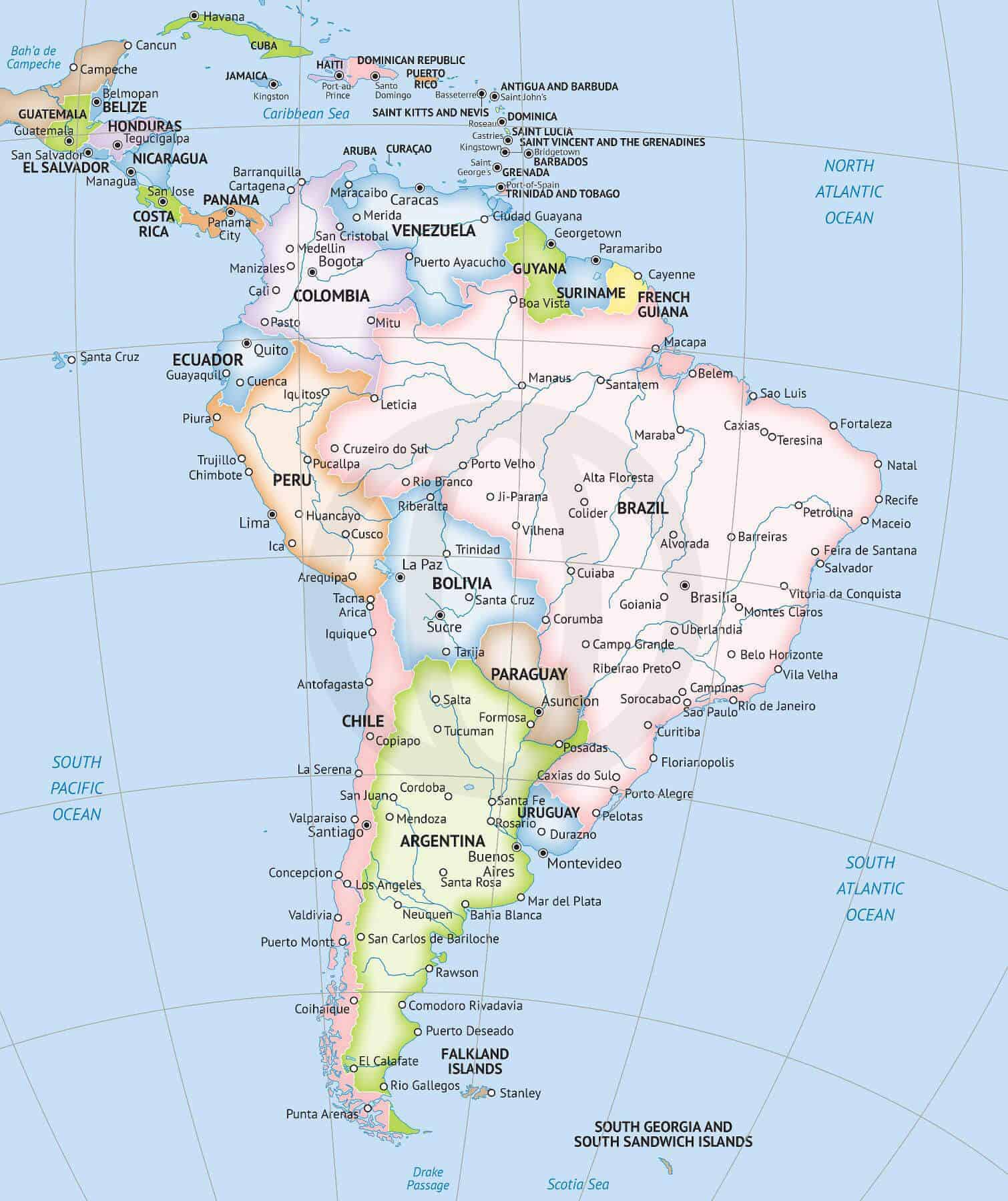 Printable Maps Of South America Cities And Towns Map
