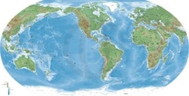 America-centered World Map in Naturalist style