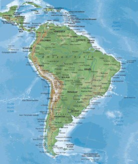 Physical map of South America