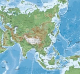 Physical map of Asia