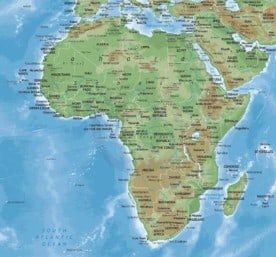 Physical map of Africa