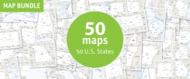 U.S. States discount bundle includes vector maps of all 50 states.
